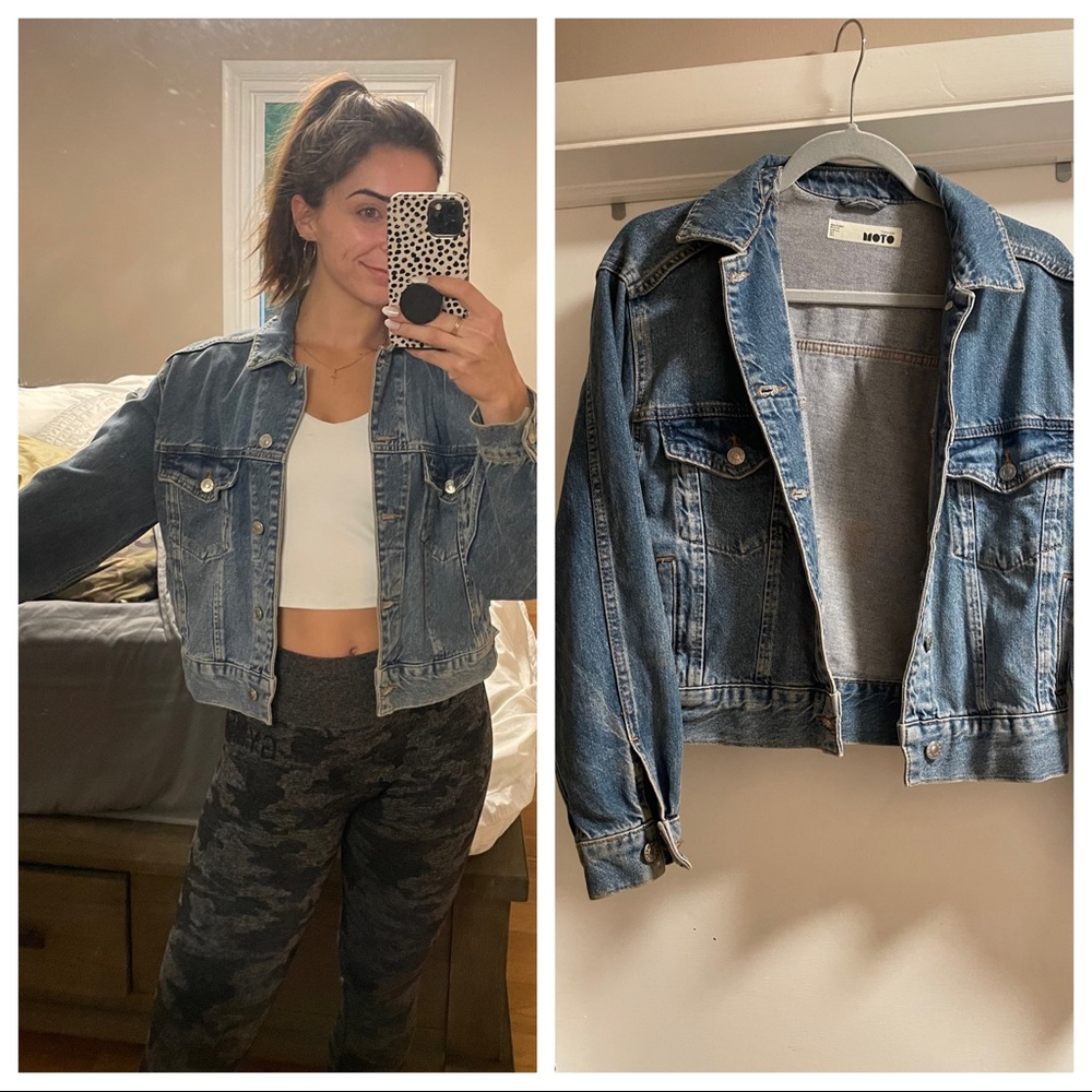 Topshop Moto Cropped Boxy Denim Jacket